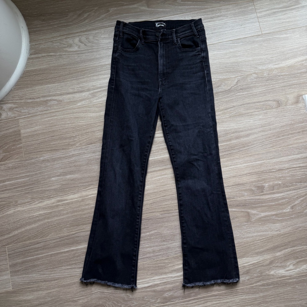MOTHER Women’s The Hustler Ankle Fray Black Encounters at Midnight Sz 27 EUC